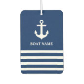 Nautical Anker Gestreepte Bootnaam Marine Blauw Luchtverfrisser (Voorkant)