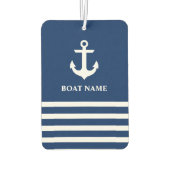 Nautical Anker Gestreepte Bootnaam Marine Blauw Luchtverfrisser (Achterkant)