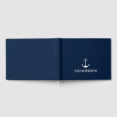 Nautical anker marineblauw witte Aangepaste bootna Gastenboek (Volledig)