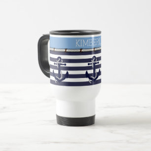Nautical Anker Motief Kies Je Kleur Aangepast Reisbeker