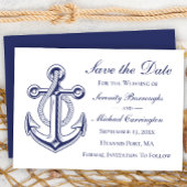 Nautical Anker Navy Blue Save the Date Wedding Kaart