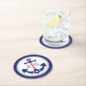 Nautical Anker Patriottische Sterren & Strepen Mon Ronde Kartonnen Onderzetter (Insitu)