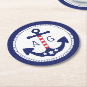 Nautical Anker Patriottische Sterren & Strepen Mon Ronde Kartonnen Onderzetter (Gebogen)