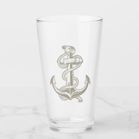 Nautical Anker Pint (Lt tan) Glas (Voorkant)