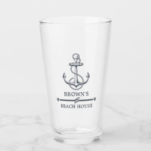 Nautical Anker Strand of Meer Huis Familienaam Glas