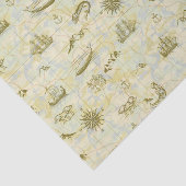 Nautical Antiek Map Zee Monsters verschepen Anchor Tissuepapier (Detail)