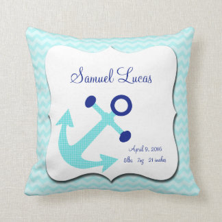 Nautical Aqua Anchor Chevron Keepslag Pillow Kussen