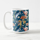 Nautical Aquatic Life Pattern / Blue Coffee Mok (Links)