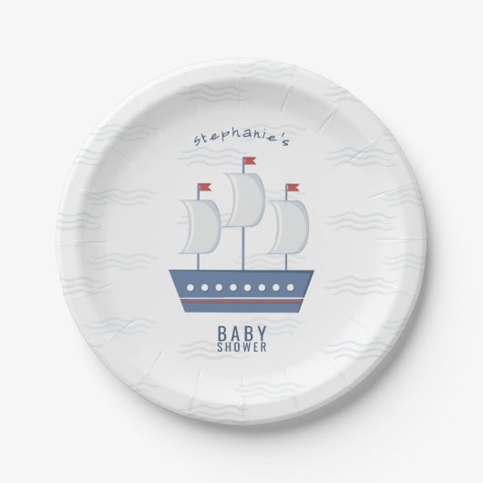 Nautical Baby Boy Baby shower Papieren Bordje (Voorkant)