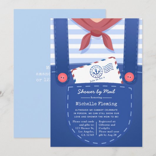 Nautical Baby Boy Shower by Mail Invitation Kaart (Voorkant / Achterkant)
