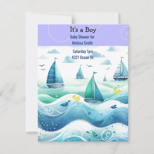 Nautical Baby Boy Shower Invitation (Devant)