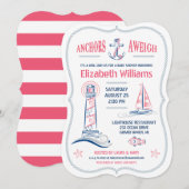 Nautical Baby Girl Shower Kaart (Voorkant / Achterkant)