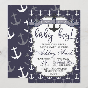 Nautical Baby shower Boy Ahoy is een jongen uitnod Kaart