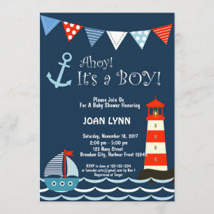 Nautical Baby shower Invitation, Ahoy, het is een Kaart