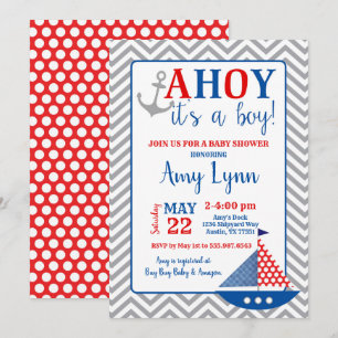 Nautical Baby shower Invitation Ahoy's a Boy Kaart