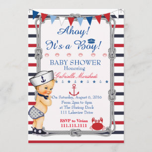 Nautical Baby shower Invitation, Baby shower Kaart