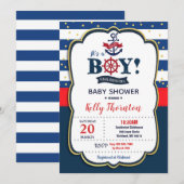 Nautical Baby shower Invitation Boy Kaart (Voorkant / Achterkant)