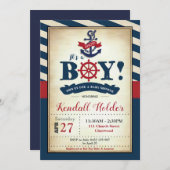  Nautical Baby shower Invitation Boy Kaart (Voorkant / Achterkant)