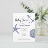 Nautical Baby shower Invitation Briefkaart (Staand voorkant)