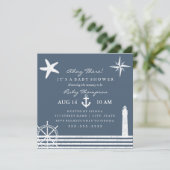Nautical Baby shower Invitation Kaart (Staand voorkant)