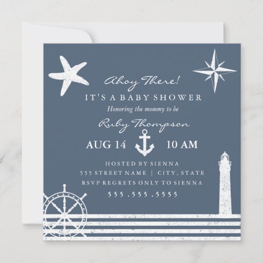 Nautical Baby shower Invitation Kaart (Voorkant)