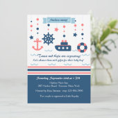 Nautical Baby shower Invitation Kaart (Staand voorkant)