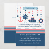 Nautical Baby shower Invitation Kaart (Voorkant / Achterkant)