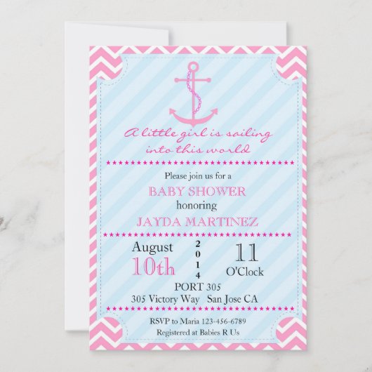 Nautical Baby shower Invitation Kaart (Voorkant)