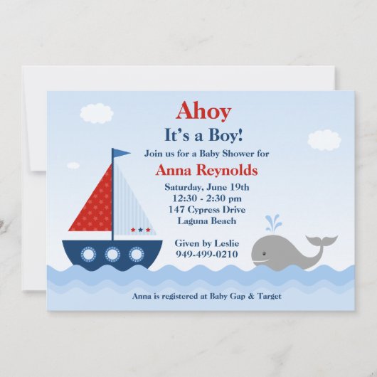 Nautical Baby shower Invitation Kaart (Voorkant)