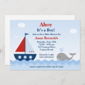 Nautical Baby shower Invitation Kaart (Voorkant / Achterkant)