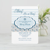 Nautical Baby shower Invitation Kaart (Staand voorkant)