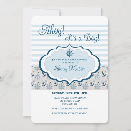 Nautical Baby shower Invitation Kaart (Voorkant)