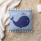 Nautical Baby Whale Add Name and Monogram Blue Kussen (Deken)