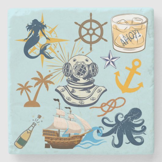 Nautical Bachelor Party Stenen Onderzetter (Voorkant)