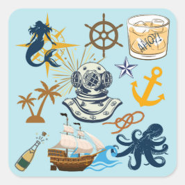  Nautical Bachelor Party Vierkante Sticker