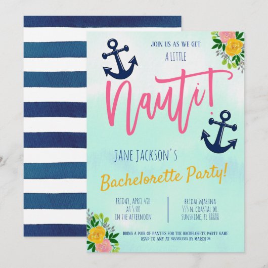 Nautical Bachelorette Party nodigt uit Kaart (Voorkant / Achterkant)