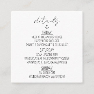 Nautical Bachelorette Weekend Informatiekaartje