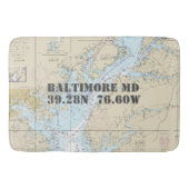 Nautical Baltimore MD Lengtegraad Breedtegraad Badmat (Voorkant)