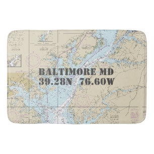 Nautical Baltimore MD Lengtegraad Breedtegraad Badmat