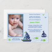 Nautical Baptism Boys Invitations Kaart (Voorkant / Achterkant)