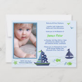 Nautical Baptism Boys Invitations Kaart (Voorkant)