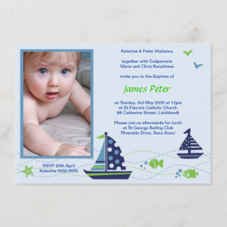 Nautical Baptism Boys Invitations Kaart