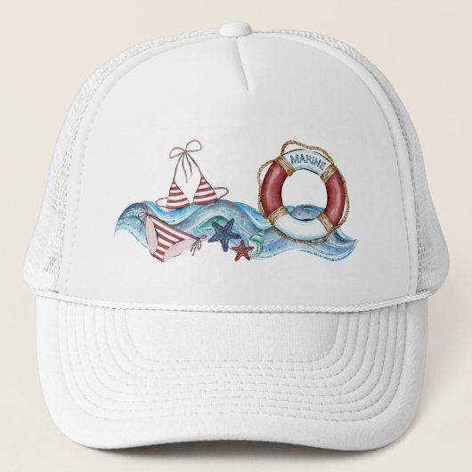 Nautical Baseball Pet Trucker Hat (Voorkant)