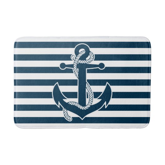 Nautical Bath Mat met anker en stripes (Voorkant)