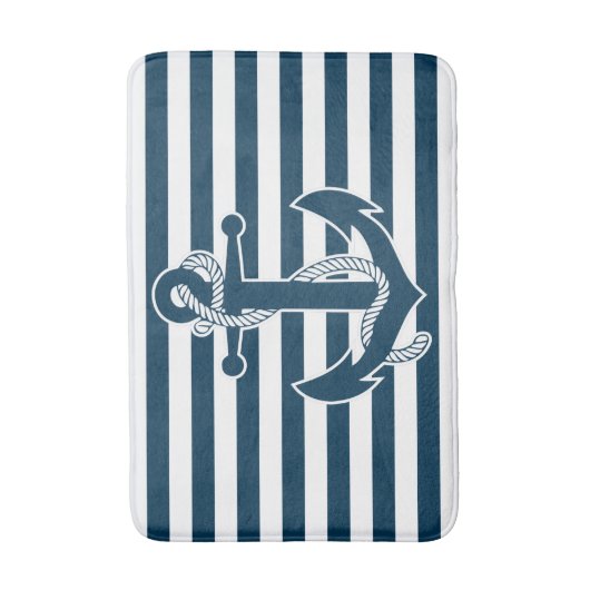 Nautical Bath Mat met anker en stripes (Voorkant Verticaal)
