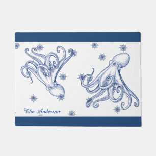 Nautical Bathroom Navy Blue Octopus Deurmat