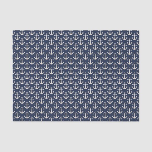 Nautical Beach Anchors Navy Blue Ivory Sailing Tissuepapier (Voorkant)