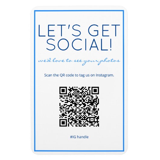 Nautical Beach Bleu QR Code Social Media Magnet (Vertical)