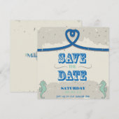 Nautical Beach Blue Heart Knot Save the Date (Voorkant / Achterkant)