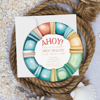 Nautical Beach Buoy Boys Invitation Anniversaire